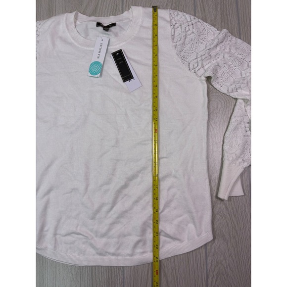Lety & Me Vittoria Pointelle Sleeve Sweater Off White Size S Stitch Fix - Picture 7 of 8